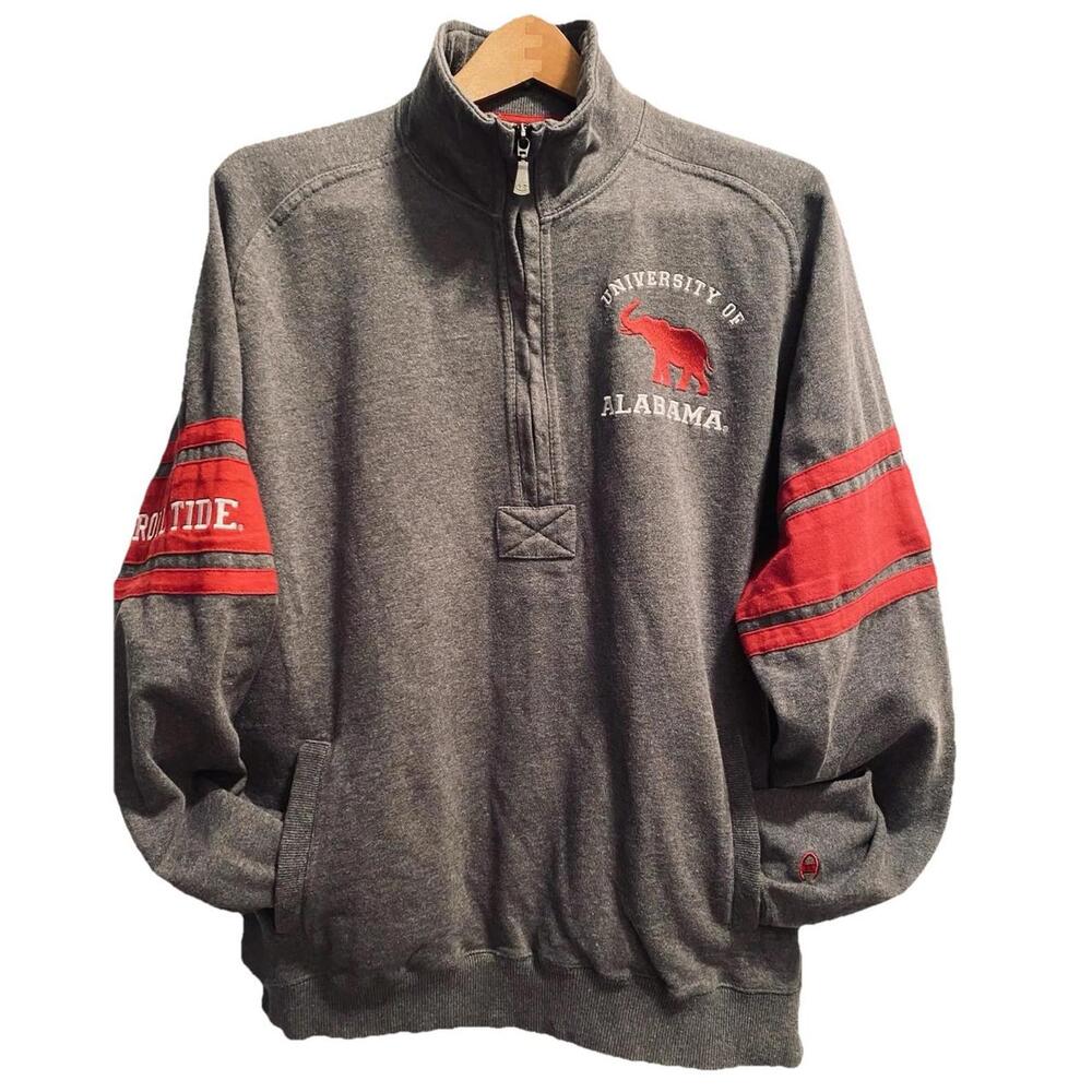 University of Alabama Champion 1/4 Zip Roll Tide Men's Lg Gray Sweatshirt